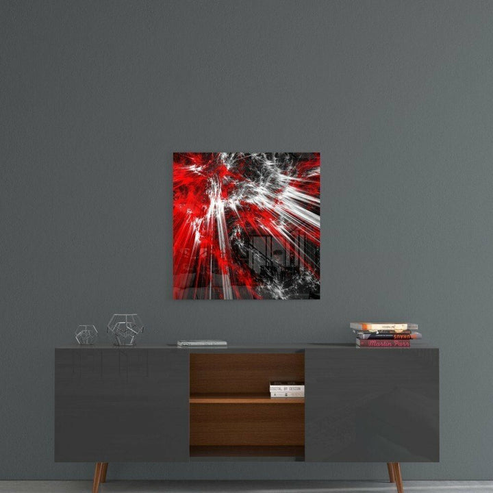 Kızıl Patlama Cam Tablo