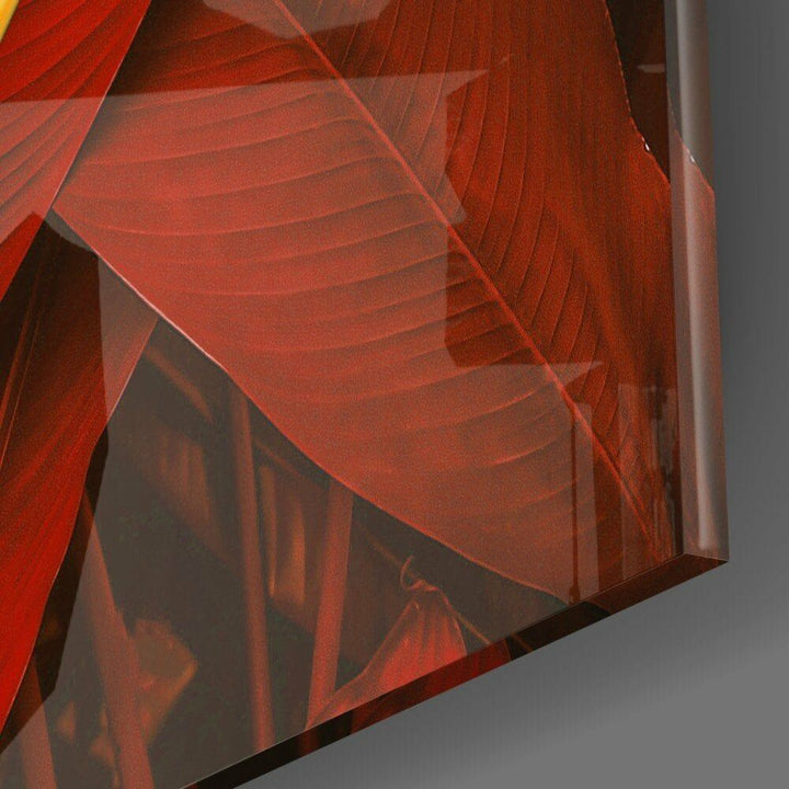 Kızıl Yapraklar Cam Tablo