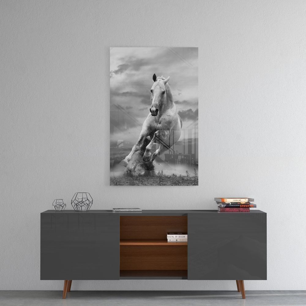 Koşan At Cam Tablo