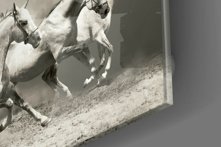 Koşan Atlar Cam Tablo