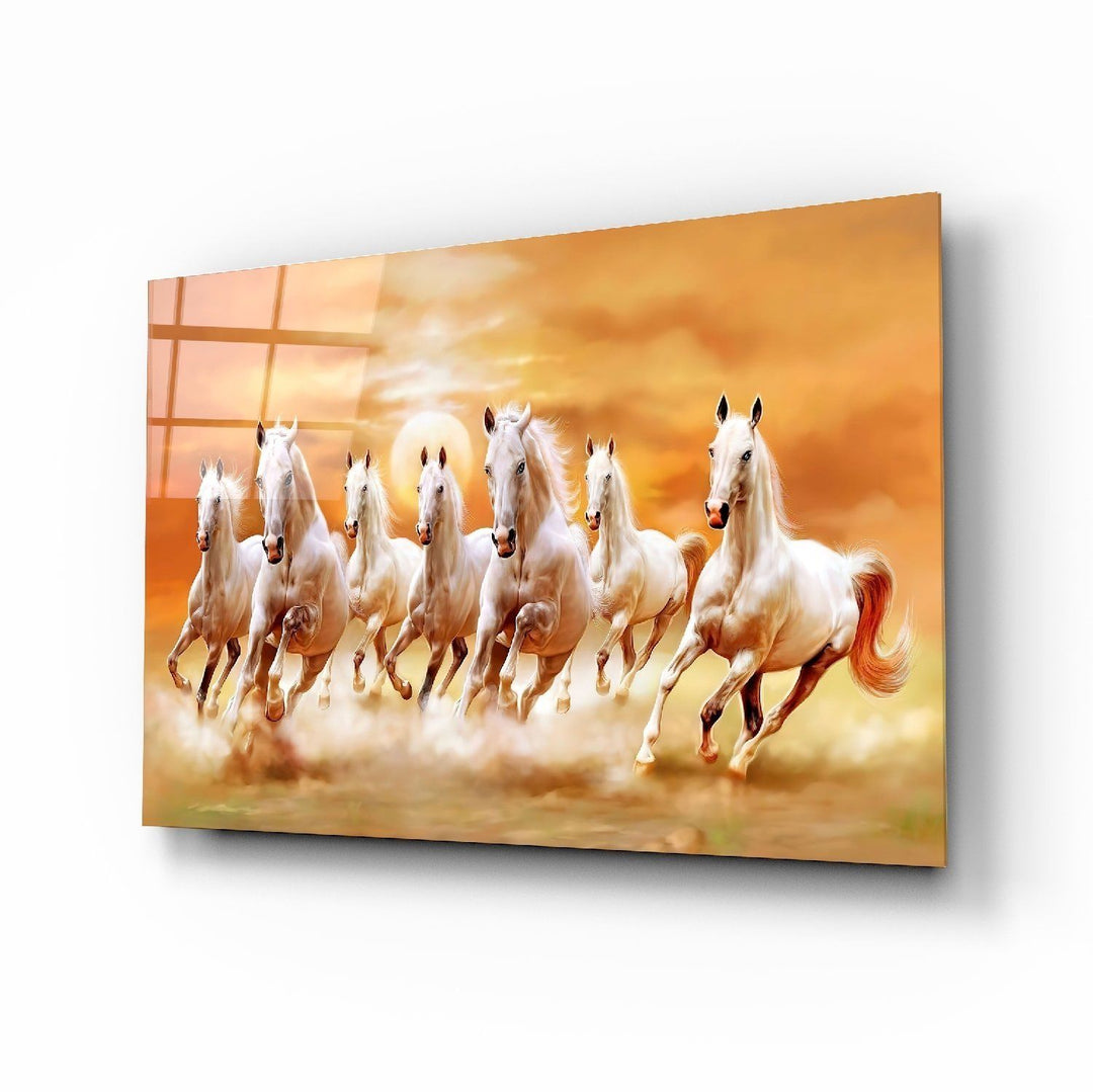 Koşan Atlar Cam Tablo
