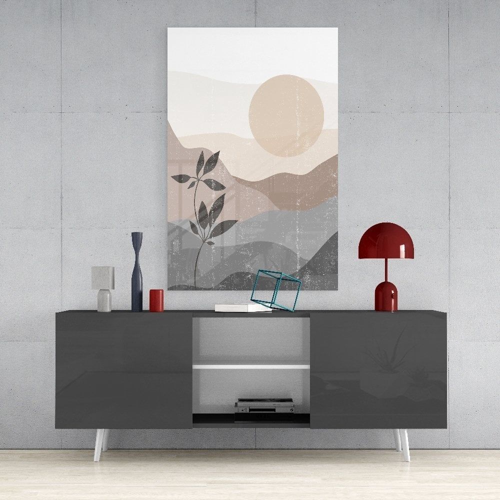 Küçük Yapraklar Cam Tablo