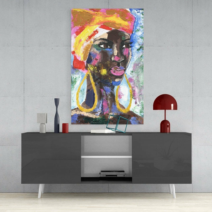 Küpeli Kadın Cam Tablo