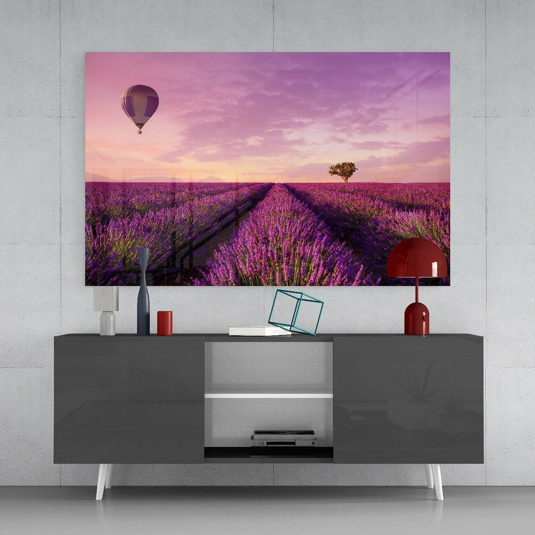 Lavanta ve Balon Cam Tablo