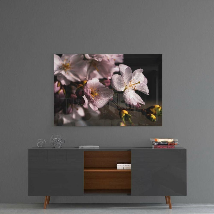 Makro Çiçek Cam Tablo