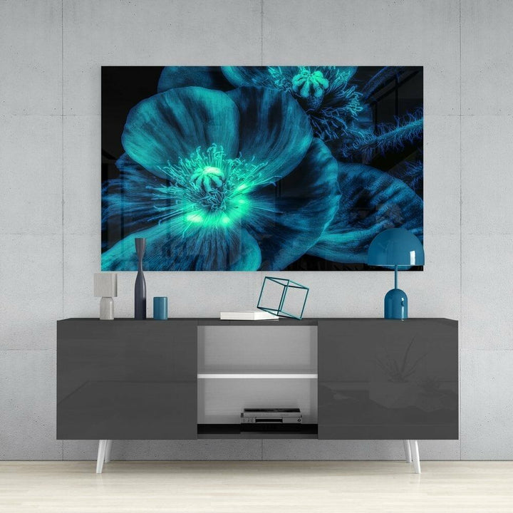 Malvales Çiçeği Cam Tablo