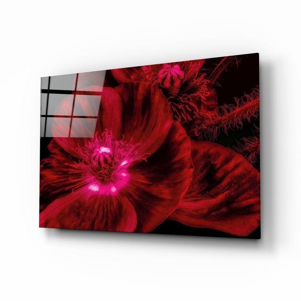 Malvales Çiçeği Cam Tablo