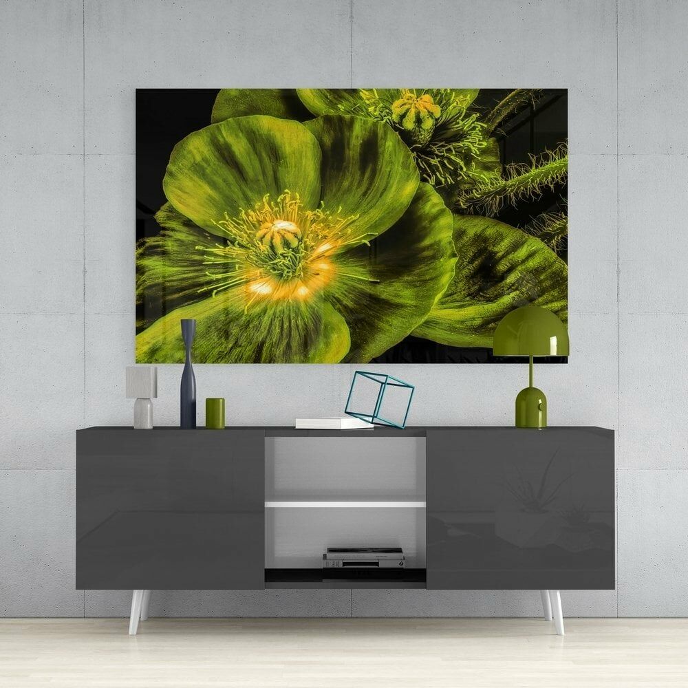 Malvales Çiçeği Cam Tablo