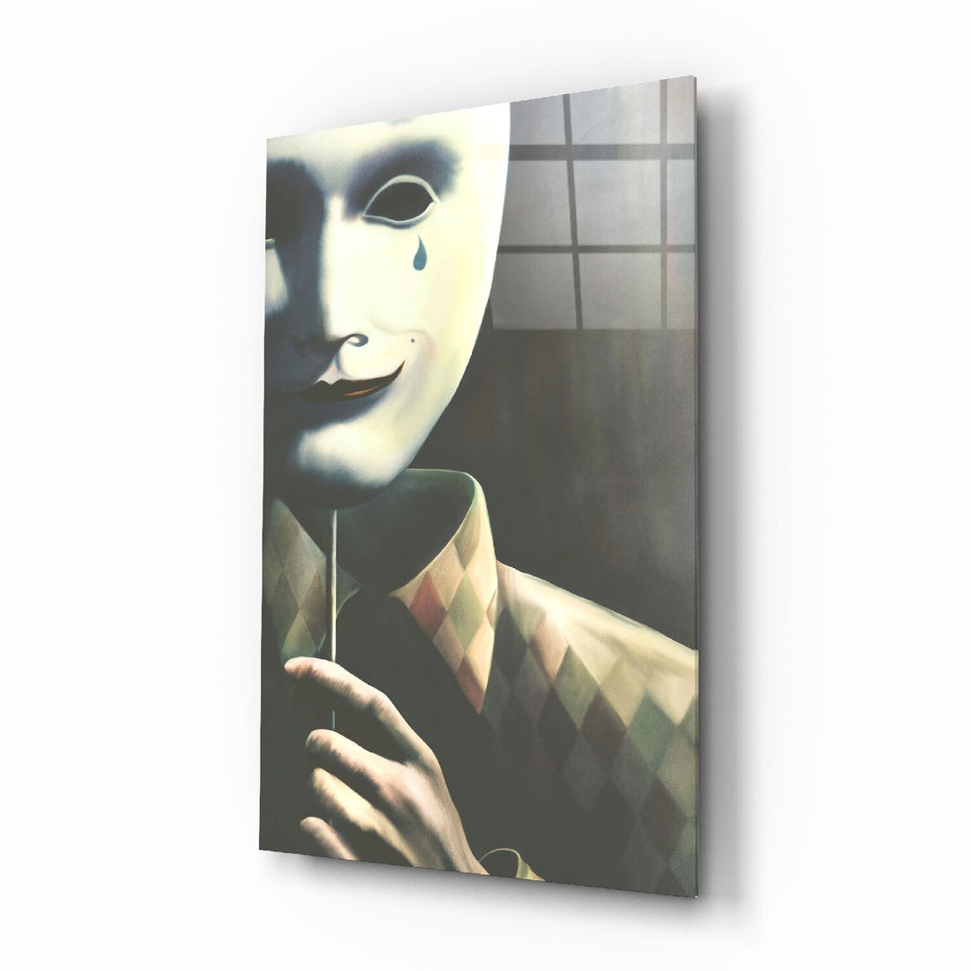 Maske ve Üzgünlük Cam Tablo