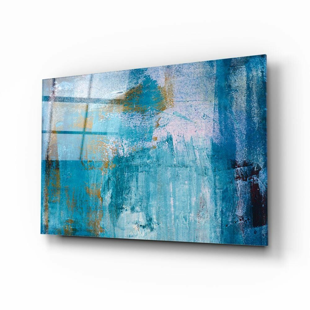 Mavi Eskitme Cam Tablo