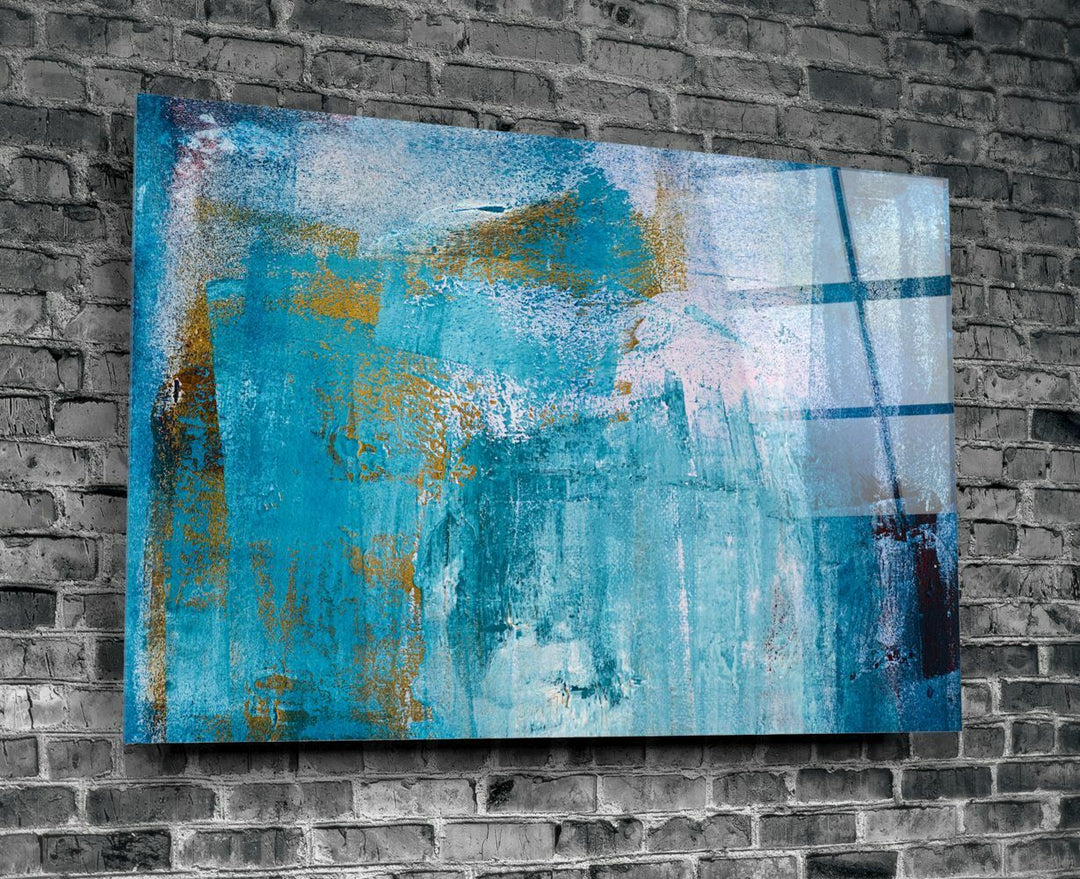 Mavi Eskitme Cam Tablo