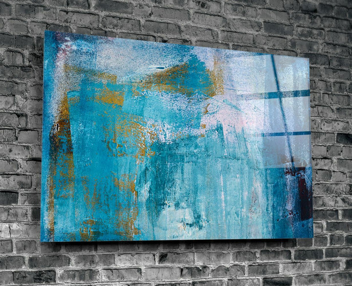 Mavi Eskitme Cam Tablo