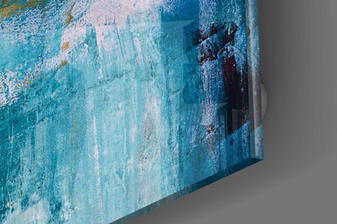 Mavi Eskitme Cam Tablo