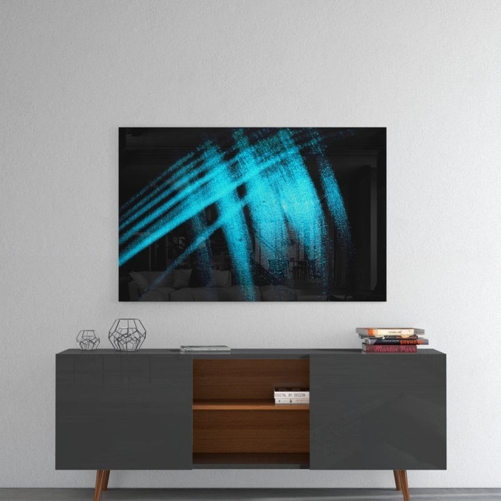 Mavi Işıklar Cam Tablo