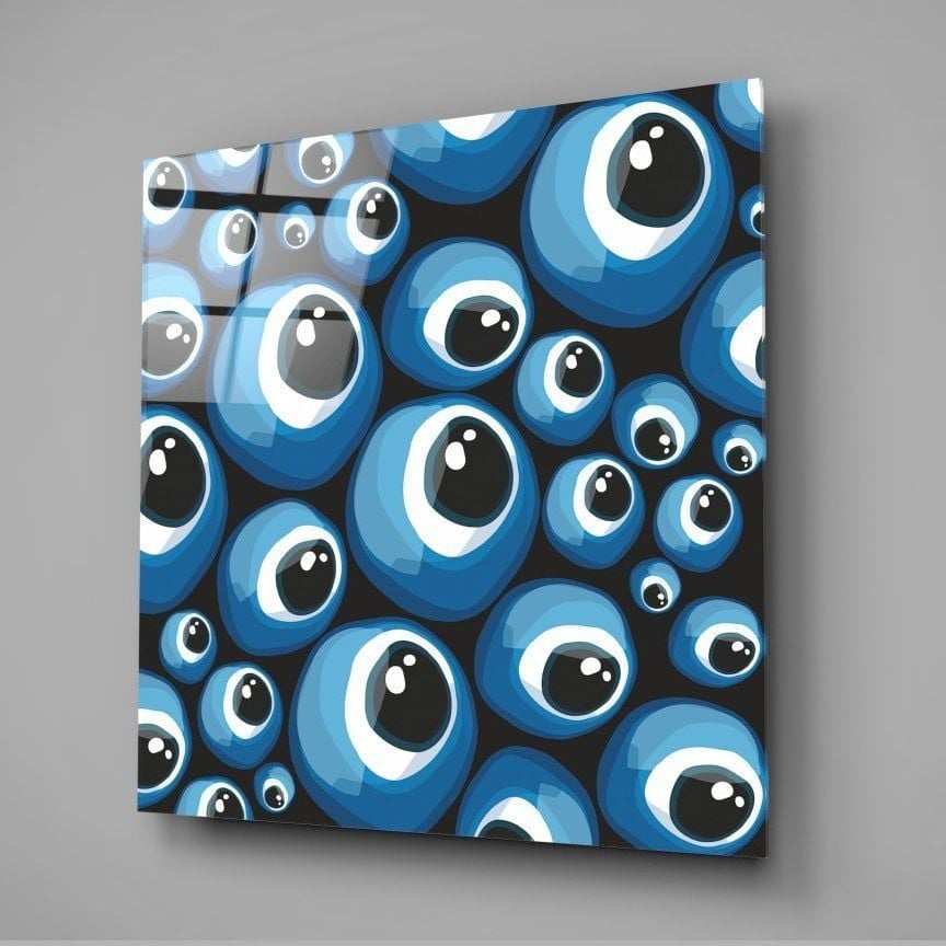 Mavi Nazar Boncukları Cam Tablo