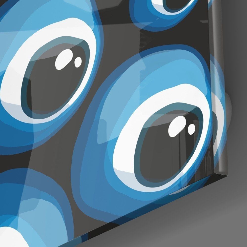 Mavi Nazar Boncukları Cam Tablo