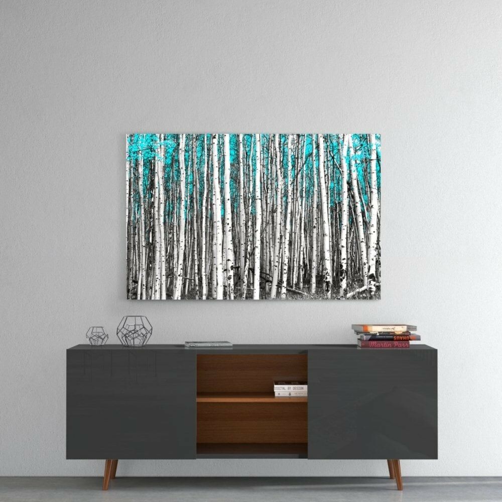 Mavi Orman Cam Tablo