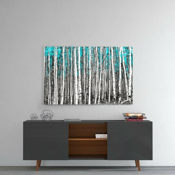 Mavi Orman Cam Tablo