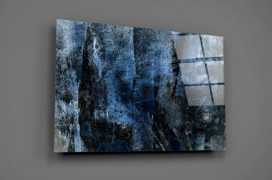 Mavi Soyut Desen Cam Tablo