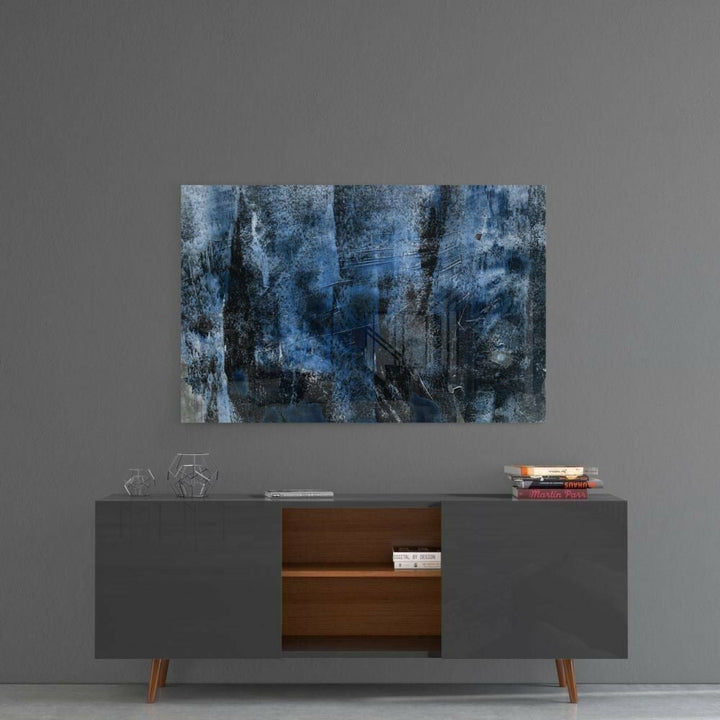 Mavi Soyut Desen Cam Tablo