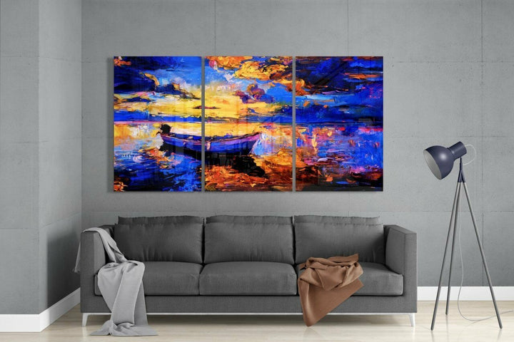 Mavi Tekne Cam Tablo