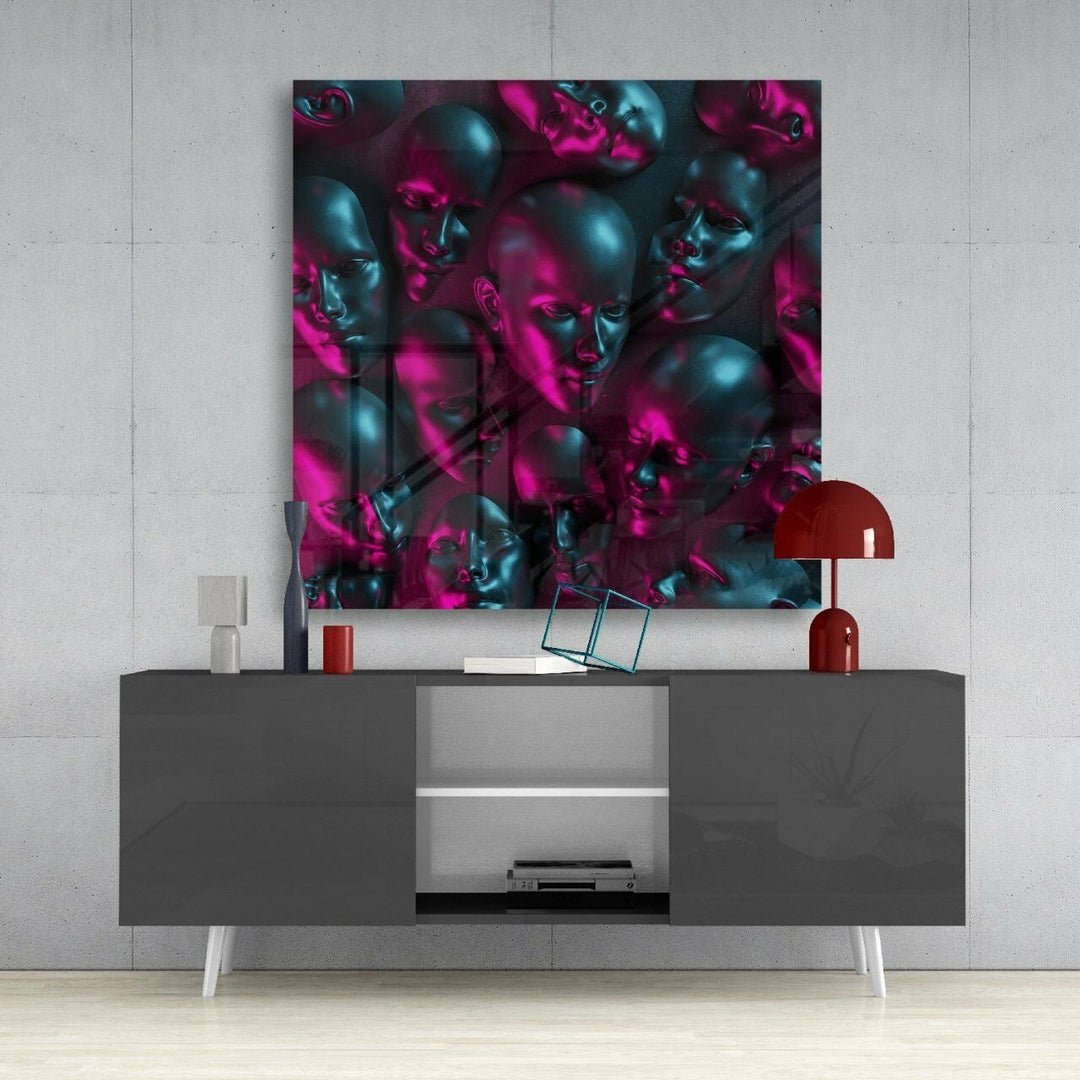 Metalik Yüzler Cam Tablo