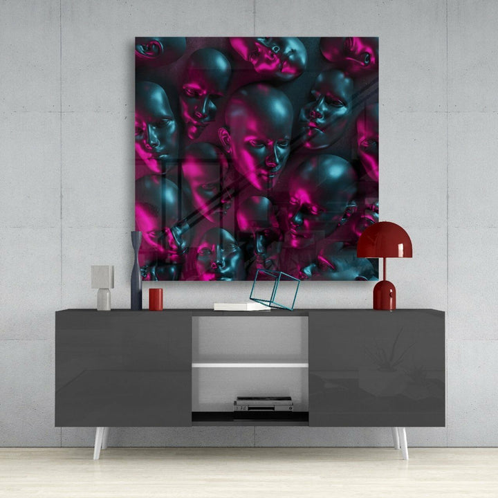 Metalik Yüzler Cam Tablo