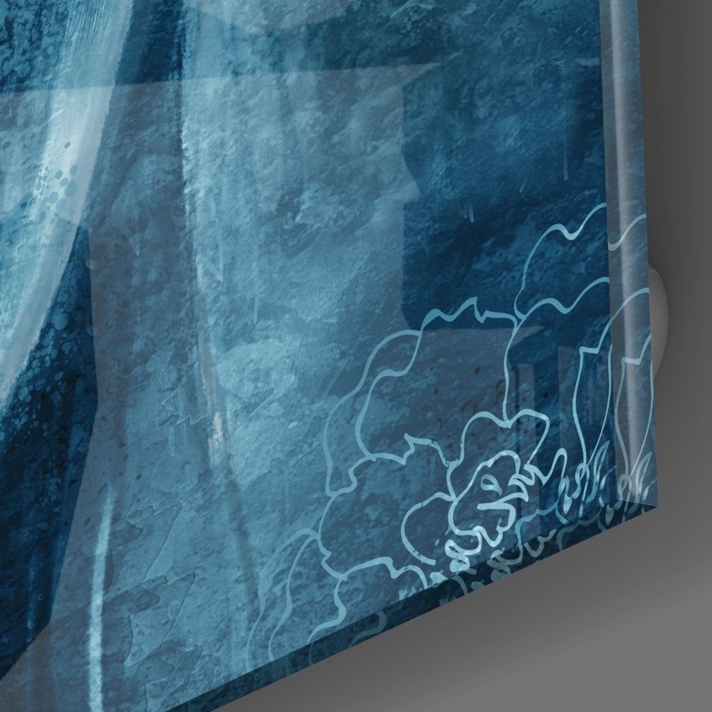 Mistik Mavi Heykel Cam Tablo