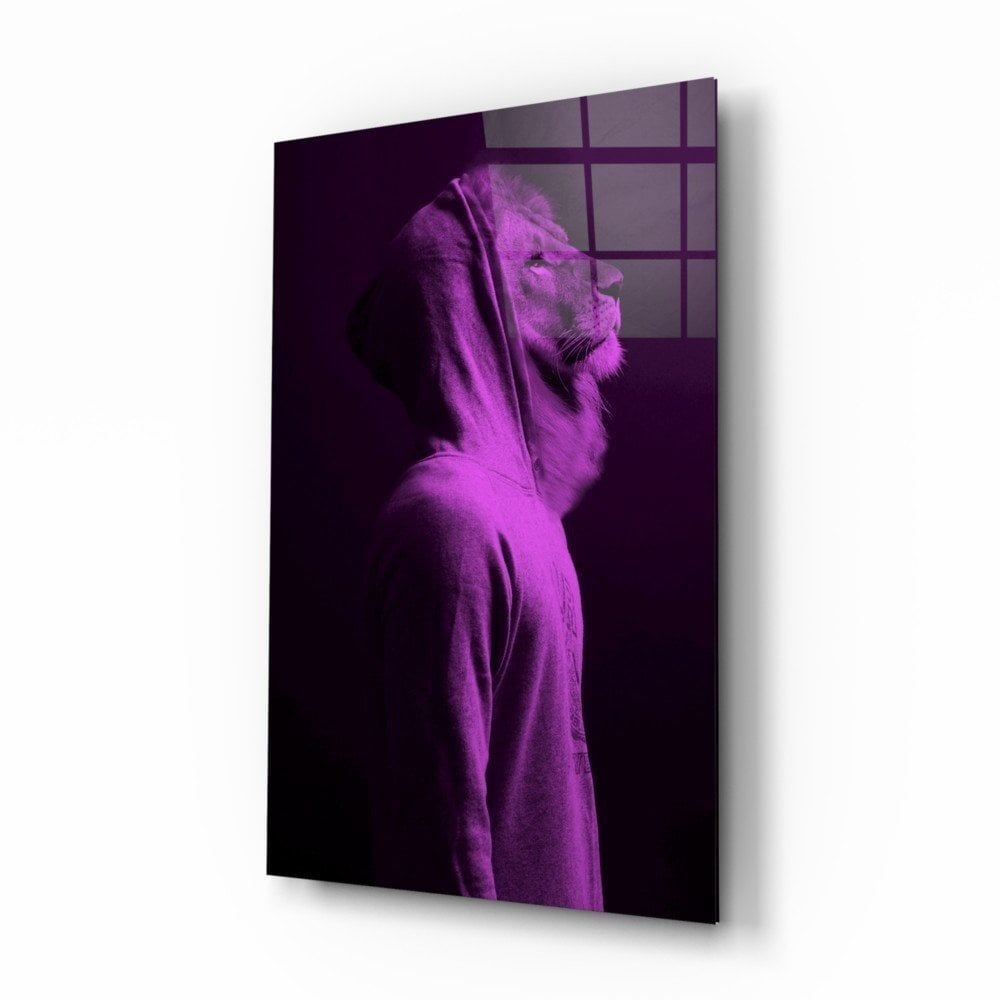 Mor Aslan Kafa Cam Tablo