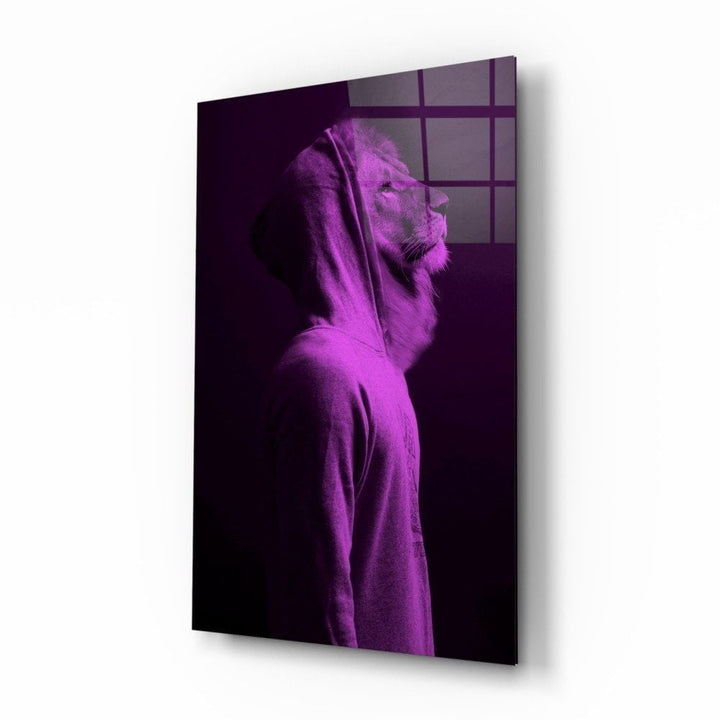 Mor Aslan Kafa Cam Tablo