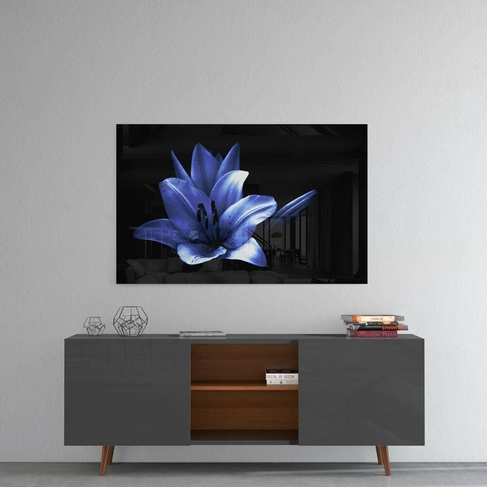 Mor Çiçek Cam Tablo