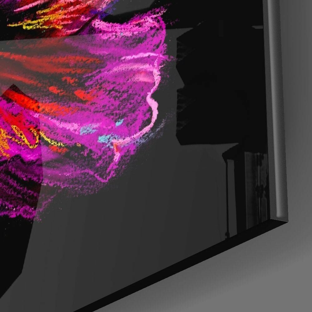 Mor Çiçek Cam Tablo