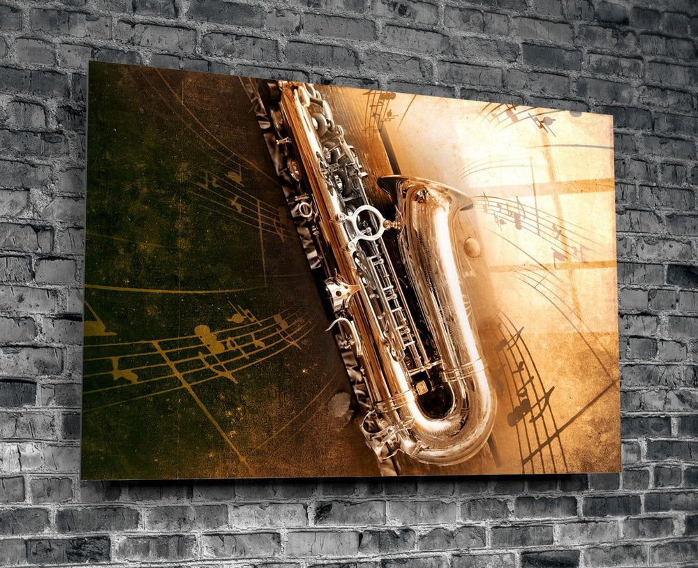 Müzik (Saksafon) Cam Tablo