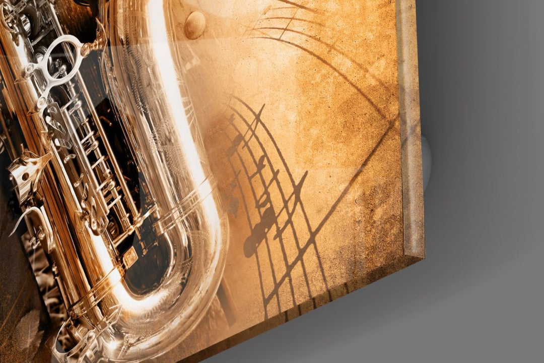 Müzik (Saksafon) Cam Tablo