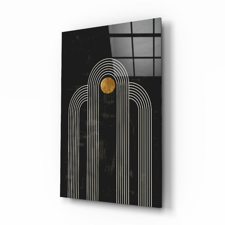 Nokta Ve Çizgiler Cam Tablo