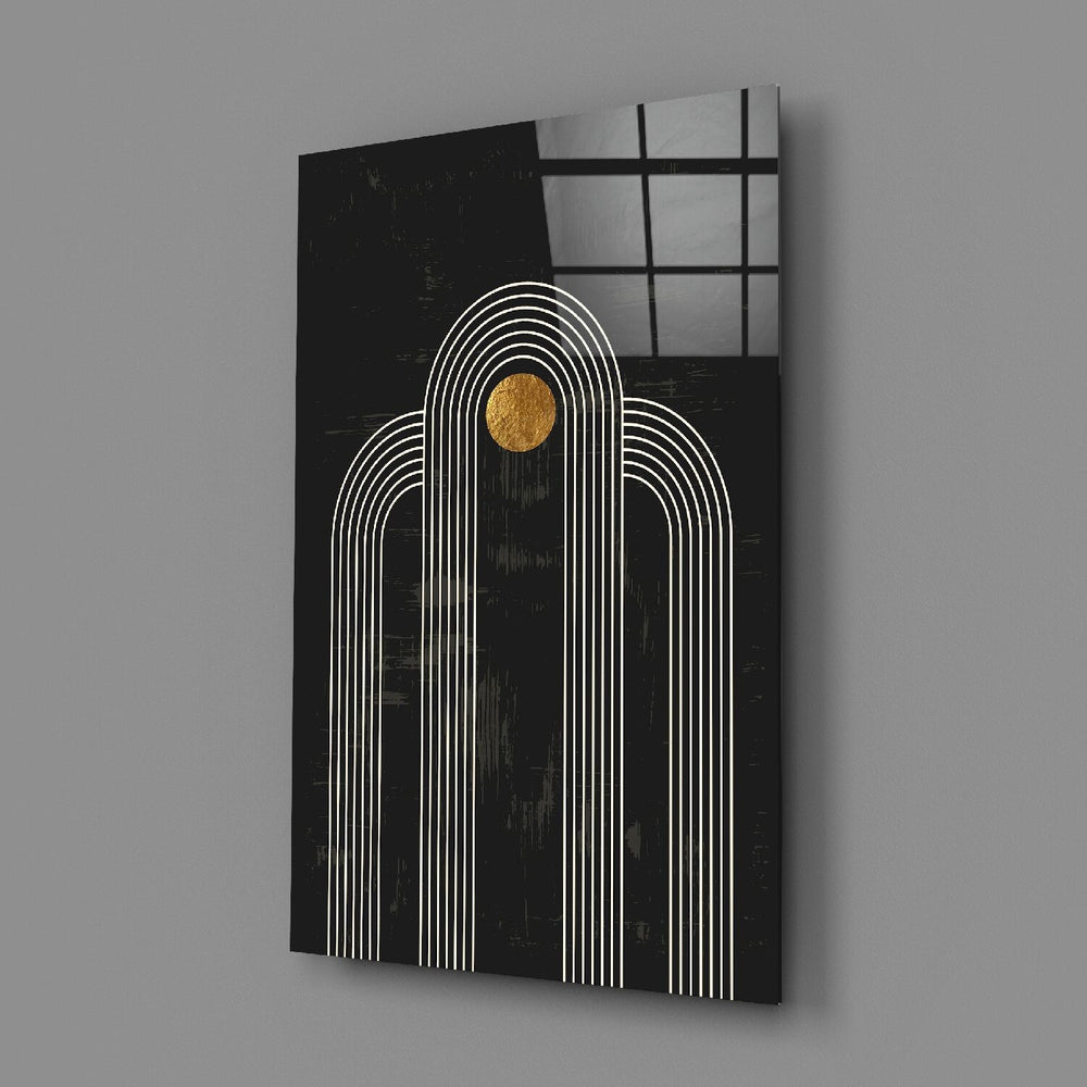 Nokta Ve Çizgiler Cam Tablo