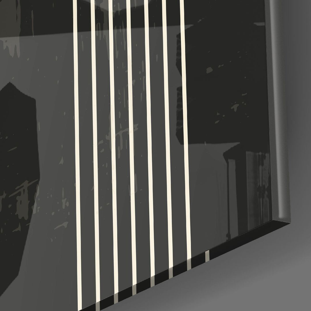 Nokta Ve Çizgiler Cam Tablo