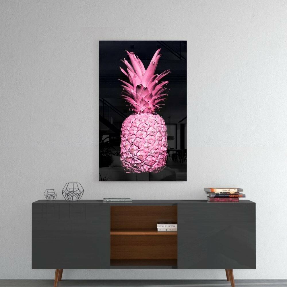 Pembe Ananas Cam Tablo