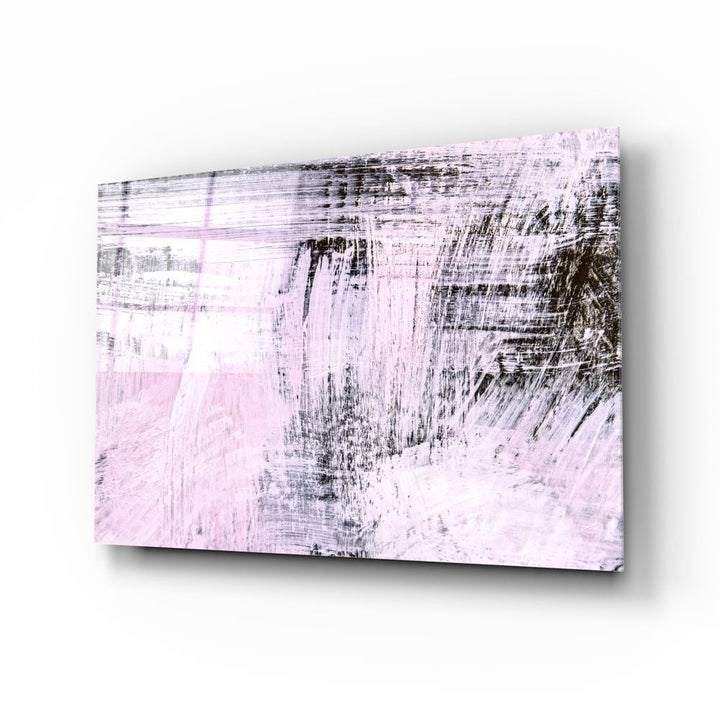 Pembe Fırça Darbeleri Cam Tablo