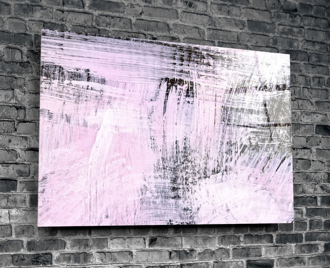 Pembe Fırça Darbeleri Cam Tablo