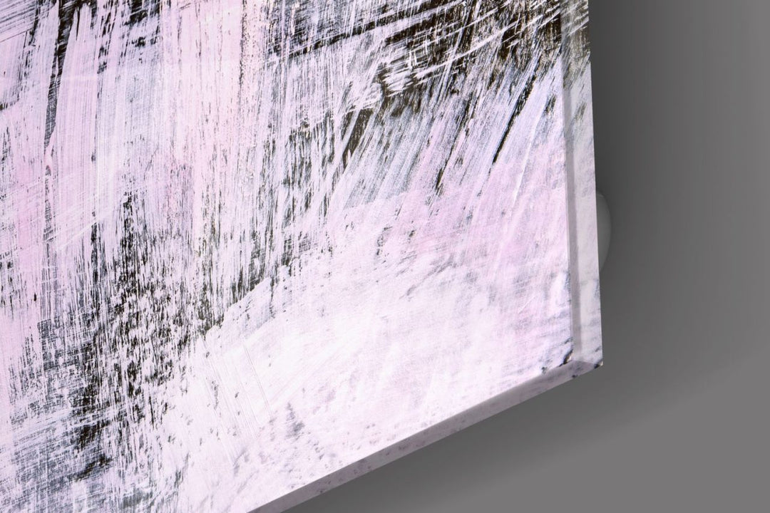 Pembe Fırça Darbeleri Cam Tablo