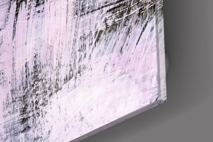 Pembe Fırça Darbeleri Cam Tablo