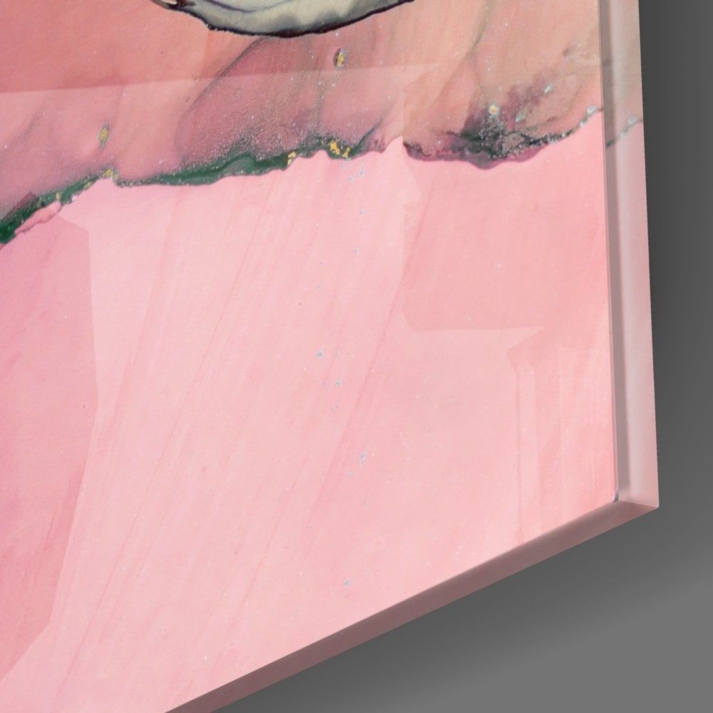 Pembe Mermer Desen Cam Tablo