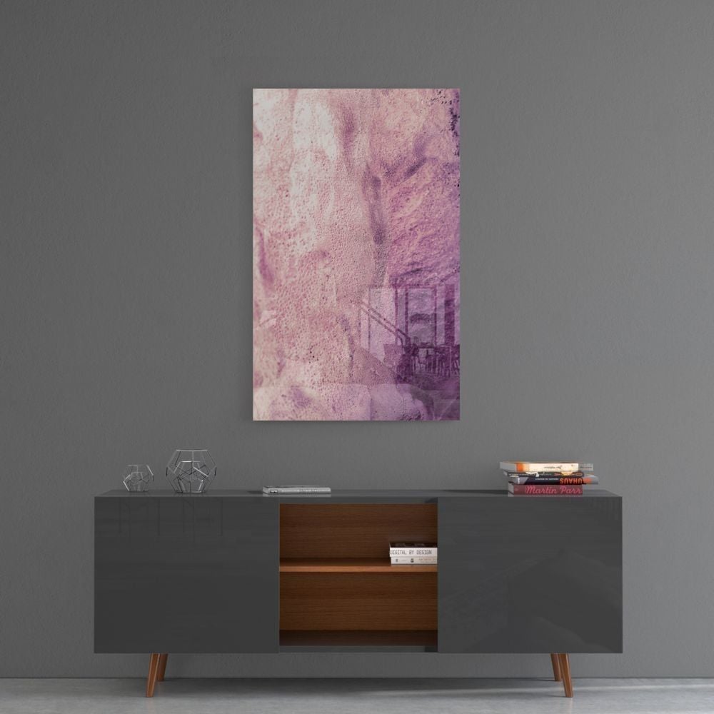 Pembe Soyut Desen Cam Tablo