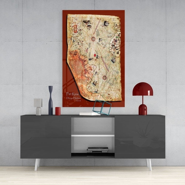 Piri Reis Haritası Cam Tablo
