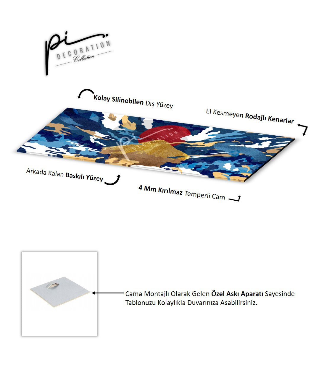 Soyut Panoramik Cam Tablo