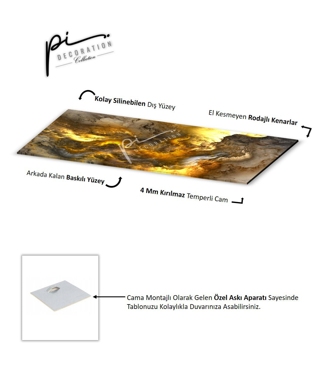 Soyut Panoramik Cam Tablo