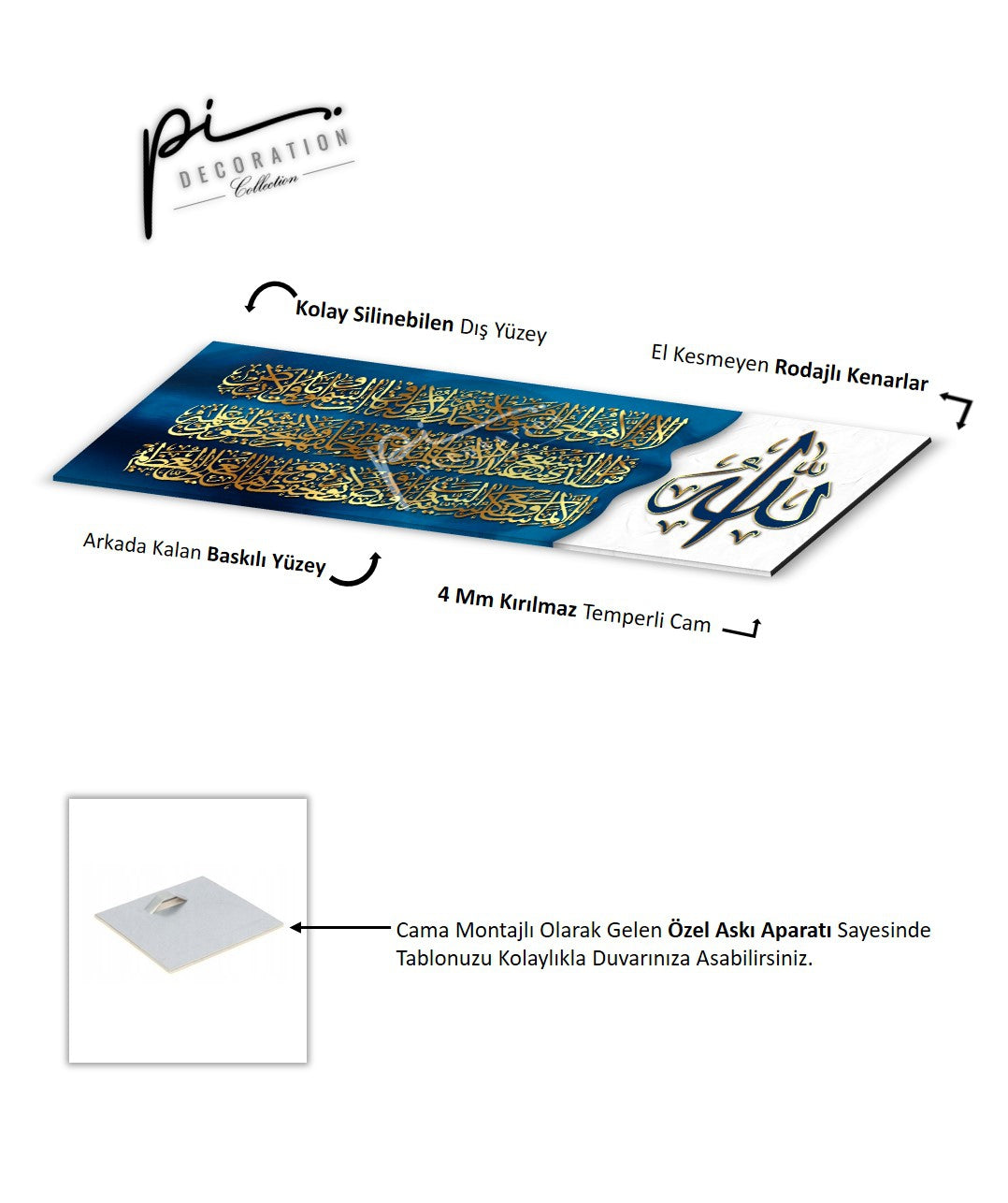 Ayetel Kürsi Panoramik Cam Tablo