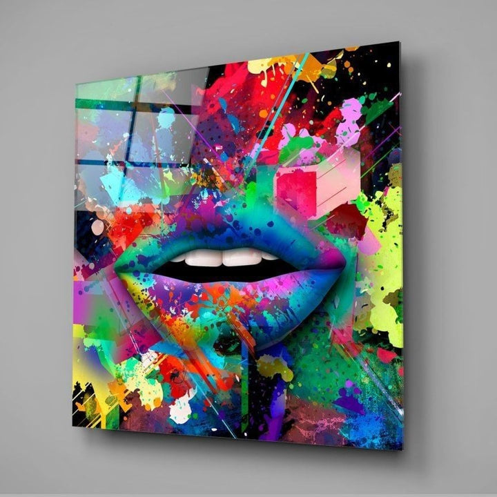 Renk Katan Dudaklar Cam Tablo