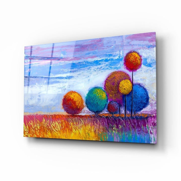 Renkli Ağaçlar Cam Tablo